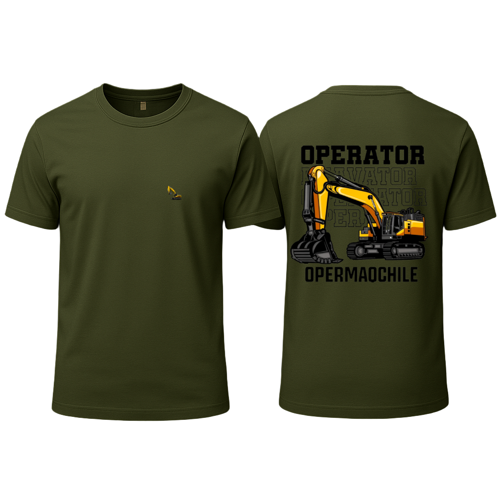 POLERA OPERATOR EXCAVATOR CAFE/BLANCA/VERDE